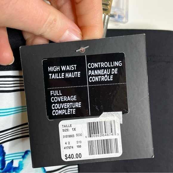 SEA Swimwear High Waist Bikini Bottom Floral Stripe Full Coverage Controlling - Picture 8 of 8